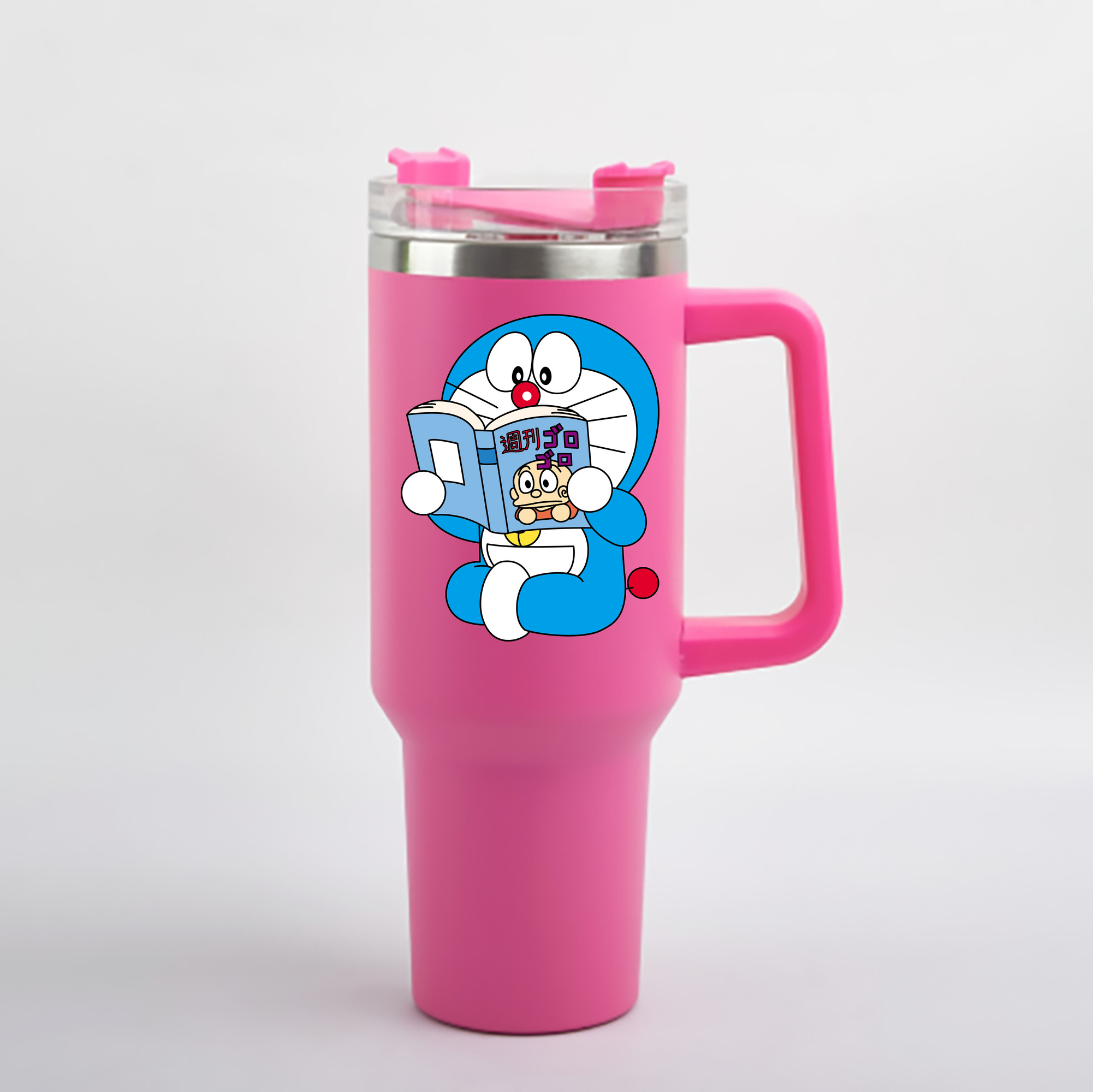 （画像用） ドラえもん Doraemon 1200mL車用タンブラー - クリスタルステッカー（プラスチックストロー付き）